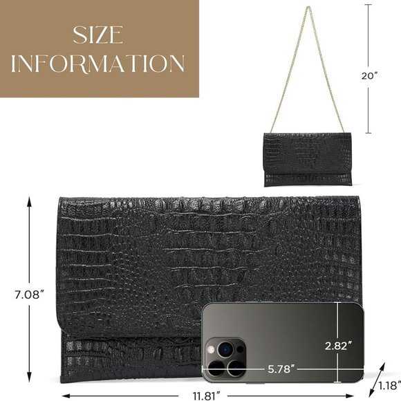 Evening Clutch Purses for Women Elegant Wristlet Wallets Crocodile Pattern PU Le - Picture 5 of 7